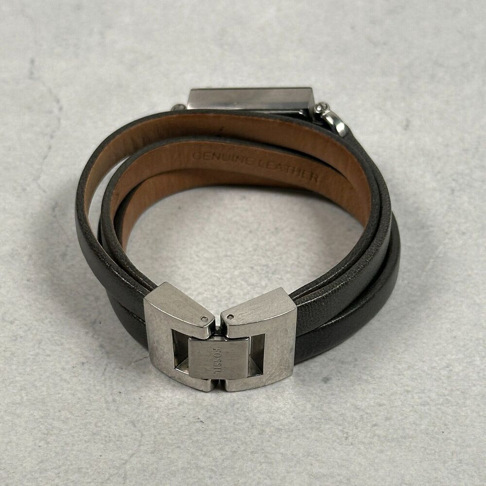 Fossil Watch Womens 15mm Rectangle Gray Multi Strap Band Silver Tone New Battery - Picture 6 of 10